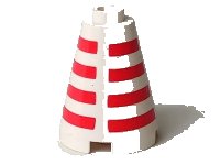 LEGO part Cone 2 x 2 x 2 with Horizontal Red Stripes Pattern 3942p1