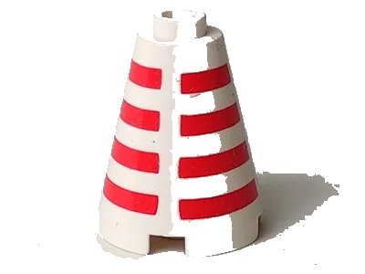 LEGO onderdeel Cone 2 x 2 x 2 with Horizontal Red Stripes Pattern (3942p1)