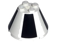 LEGO onderdeel Cone 4 x 4 x 2 with Axle Hole with Black Sections Pattern (Stickers) - Set 7468 3943bpb01