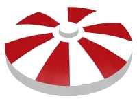 LEGO part Dish 4 x 4 Inverted (Radar) with Solid Stud with Red Stripes Pattern 3960pb003