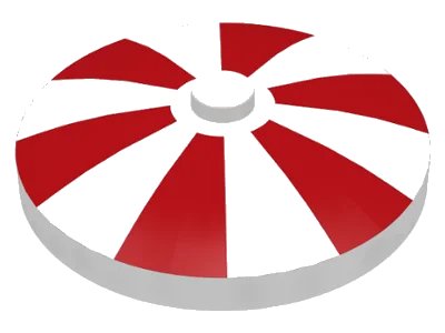 LEGO onderdeel Dish 4 x 4 Inverted (Radar) with Solid Stud with Red Stripes Pattern (3960pb003)