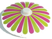 LEGO part Dish 4 x 4 Inverted (Radar) with Solid Stud with Lime and Magenta Stripes / Petals Pattern 3960pb027