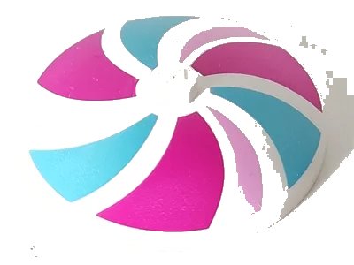 LEGO onderdeel Dish 4 x 4 Inverted (Radar) with Solid Stud with Bright Pink, Magenta, and Medium Azure Swirling Stripes Pattern (3960pb028)
