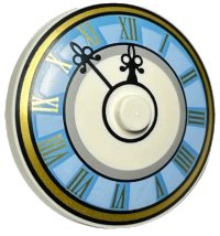 LEGO part Dish 4 x 4 Inverted (Radar) with Solid Stud with Clock Face Light Blue with Roman Numerals Pattern 3960pb037
