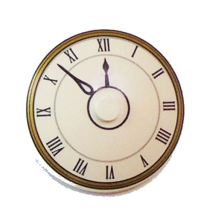 LEGO onderdeel Dish 4 x 4 Inverted (Radar) with Solid Stud with Clock Face with Black Roman Numerals and Gold Circles Pattern (3960pb062)