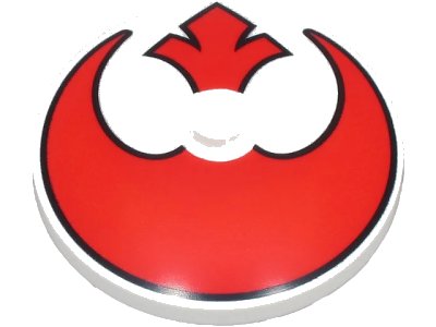 LEGO onderdeel Dish 4 x 4 Inverted (Radar) with Solid Stud with Red SW Rebel Alliance Symbol Pattern (3960pb069)