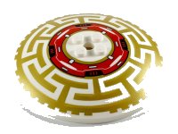 LEGO part Dish 8 x 8 Inverted (Radar) with Red Machinery and Gold Geometric Pattern 3961pb12