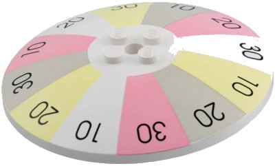 LEGO onderdeel Dish 8 x 8 Inverted (Radar) with Black '10', '20', and '30' on Wheel of Fortune Pattern (3961px2)