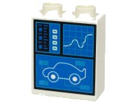 LEGO part Duplo, Brick 1 x 2 x 2 with Blue Control Screen with Car, Chart and Graph Pattern 4066pb816