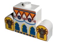 LEGO part Brick, Modified 1 x 4 x 2 Center Stud Top with Orient Arches, Minifigures Pattern 4088px1