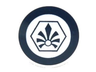 LEGO onderdeel Tile, Round 2 x 2 with Dark Blue Circle and Chima Logo in Hexagon Pattern (Sticker) - Set 70003 (4150pb127)