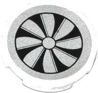 LEGO part Tile, Round 2 x 2 with Silver Fan Blades Pattern (Sticker) - Set 60014 4150pb143