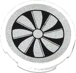 LEGO onderdeel Tile, Round 2 x 2 with Silver Fan Blades Pattern (Sticker) - Set 60014 (4150pb143)