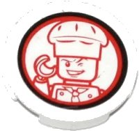 LEGO onderdeel Tile, Round 2 x 2 with Chef Winking Pattern (Sticker) - Set 79104 4150pb150