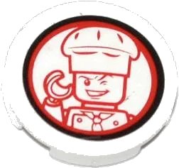 LEGO onderdeel Tile, Round 2 x 2 with Chef Winking Pattern (Sticker) - Set 79104 (4150pb150)