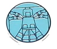 LEGO onderdeel Tile, Round 2 x 2 with Light Blue Vitruvian Minifigure Pattern (4150px5)