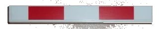 LEGO onderdeel Tile 1 x 8 with Crossbar with 2 Red Rectangles Pattern (Sticker) - Set 7936 (4162pb067)
