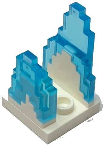LEGO onderdeel Wave Pixelated (Flame) on Plate 2 x 2 with 2 Studs in Center with Molded Trans-Light Blue Fire Pattern (41685pb02)