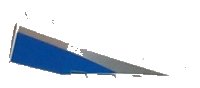 LEGO part Wedge 6 x 2 Right with Blue and Silver Side Pattern 41747pb012