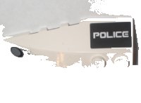 LEGO onderdeel Wedge 6 x 2 Right with 'POLICE' on Black Background and Hole with Flames Pattern (Stickers) - Set 5969 41747pb029