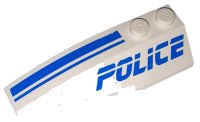 LEGO part Wedge 6 x 2 Left with Blue 'POLICE' and Stripes Pattern 41748pb017