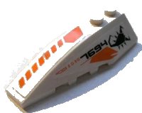 LEGO part Wedge 6 x 2 Left with '7694', Scorpion and Orange Stripes Pattern (Stickers) - Set 7694 41748pb034