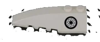 LEGO onderdeel Wedge 6 x 2 Left with Black and White SW Galactic Republic Symbol with Thick Border Pattern (Sticker) - Set 7751 (41748pb062)