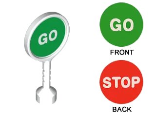LEGO onderdeel Duplo Utensil Round Sign with Handle with 'GO' and 'STOP' Pattern (41759pb02)