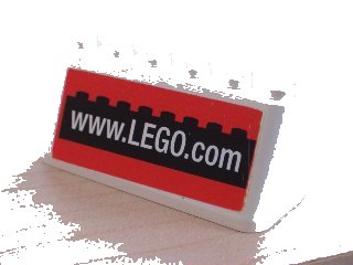 LEGO onderdeel Windscreen 2 x 6 x 2 with White 'www.LEGO.com' on Black and Red Background Pattern (Sticker) - Sets 3409-1 / 3410 (4176pb01)