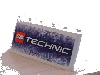 LEGO onderdeel Windscreen 2 x 6 x 2 with LEGO TECHNIC Logo on Blue Background Pattern (Sticker) - Set 3409-1 (4176pb03)