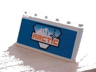 LEGO onderdeel Windscreen 2 x 6 x 2 with Arctic Logo on Blue Background Pattern (Sticker) - Set 3409-1 (4176pb04)