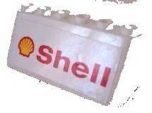LEGO onderdeel Windscreen 2 x 6 x 2 with 'Shell' Text & Logo Pattern (Sticker) - Sets 3308 / 3309 (4176pb07)