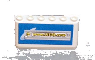 LEGO onderdeel Windscreen 2 x 6 x 2 with Yellow 'www.LEGO.com' in Address Bar on Blue Background Pattern (Sticker) - Sets 3420-1 / 3420-2 / 3420-4 / 3421 / 3425-1 (4176pb08)