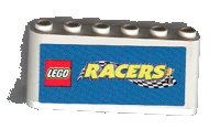 LEGO part Windscreen 2 x 6 x 2 with LEGO Racers Logo on Blue Background Pattern (Sticker) - Sets 3420-1 / 3420-2 / 3420-4 / 3421 / 3425-1 4176pb09