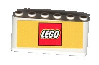 LEGO part Windscreen 2 x 6 x 2 with LEGO Logo on Yellow Background Pattern (Sticker) - Sets 3409-1 / 3420-1 / 3420-2 / 3420-4 / 3425-1 4176pb10