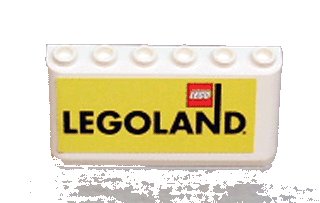 LEGO onderdeel Windscreen 2 x 6 x 2 with Black LEGOLAND Logo on Yellow Background Pattern (Sticker) - Sets 3409-1 / 3420-1 / 3420-2 / 3420-4 / 3421 / 3425-1 (4176pb11)