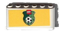 LEGO part Windscreen 2 x 6 x 2 with LEGO Logo and Football / Soccer Ball on Green Shield on Yellow Background Pattern (Sticker) - Sets 3409-1 / 3410 / 3420-1 / 3420-2 / 3420-4 / 3421 / 3425-1 4176pb12