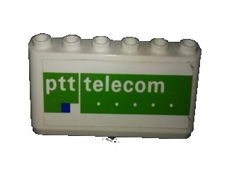 LEGO onderdeel Windscreen 2 x 6 x 2 with 'ptt telecom' on White and Green Background Pattern (Sticker) - Set 880002-2 (in Combination with Sets 3308 / 3309) (4176pb23)