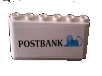 LEGO onderdeel Windscreen 2 x 6 x 2 with 'POSTBANK' on White Background Pattern (Sticker) - Set 880002-2 (in Combination with Sets 3308 / 3309) 4176pb25