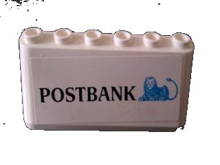 LEGO onderdeel Windscreen 2 x 6 x 2 with 'POSTBANK' on White Background Pattern (Sticker) - Set 880002-2 (in Combination with Sets 3308 / 3309) (4176pb25)