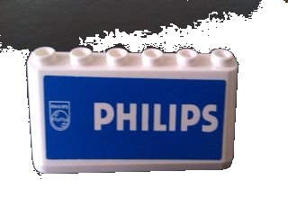 LEGO onderdeel Windscreen 2 x 6 x 2 with 'PHILIPS' on Blue Background Pattern (Sticker) - Set 880002-2 (in Combination with Sets 3308 / 3309) (4176pb26)