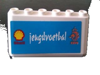 LEGO part Windscreen 2 x 6 x 2 with Shell and 'jeugdvoetbal' on Medium Blue Background Pattern (Sticker) - Set 880002-2 (in Combination with Sets 3308 / 3309) (4176pb27)