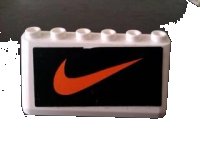 LEGO part Windscreen 2 x 6 x 2 with Nike Logo on Black Background Pattern (Sticker) - Set 880002-2 (in Combination with Sets 3308 / 3309) 4176pb28