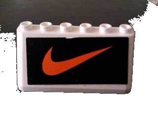 LEGO onderdeel Windscreen 2 x 6 x 2 with Nike Logo on Black Background Pattern (Sticker) - Set 880002-2 (in Combination with Sets 3308 / 3309) (4176pb28)