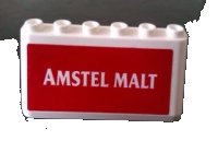 LEGO onderdeel Windscreen 2 x 6 x 2 with 'AMSTEL MALT' on Red Background Pattern (Sticker) - Set 880002-2 (in Combination with Sets 3308 / 3309) 4176pb31
