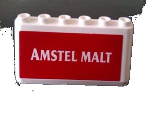 LEGO onderdeel Windscreen 2 x 6 x 2 with 'AMSTEL MALT' on Red Background Pattern (Sticker) - Set 880002-2 (in Combination with Sets 3308 / 3309) (4176pb31)