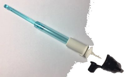 LEGO onderdeel Minifigure, Utensil Cylinder with Trans-Light Blue Water Extension and Black Handle (41815c01)