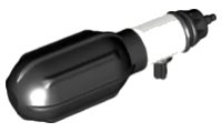 LEGO part Minifigure, Utensil Cylinder with Trans-Light Blue Water Extension and Black Handle with Black Rubber Squeezable Bladder (41815c01 / 41818) 41815c02