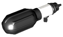 LEGO onderdeel Minifigure, Utensil Cylinder with Trans-Light Blue Water Extension and Black Handle with Black Rubber Squeezable Bladder (41815c01 / 41818) (41815c02)