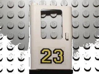 LEGO onderdeel Door 1 x 4 x 5 Train Left, Thin Support at Bottom with Yellow '23' Pattern (Sticker) - Set 5550 (4181pb014)